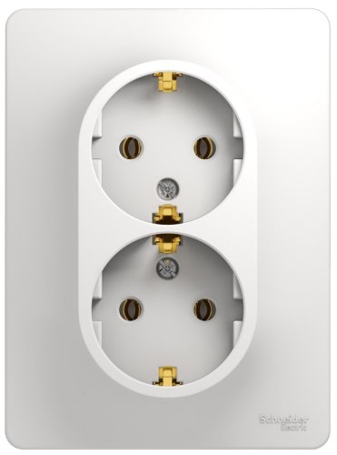 Розетка с заземлением Systeme Electric Glossa 1-м. 2 мод. белый картинка